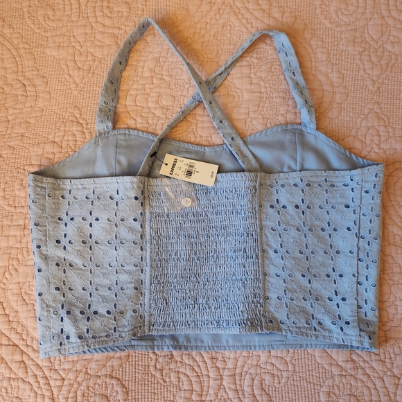 Square neck tank + mini skirt knit eyelet matching set - Picture 4 of 7